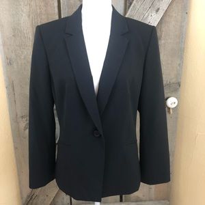 Tahari ASL Classic Single Button Black Jacket 12P